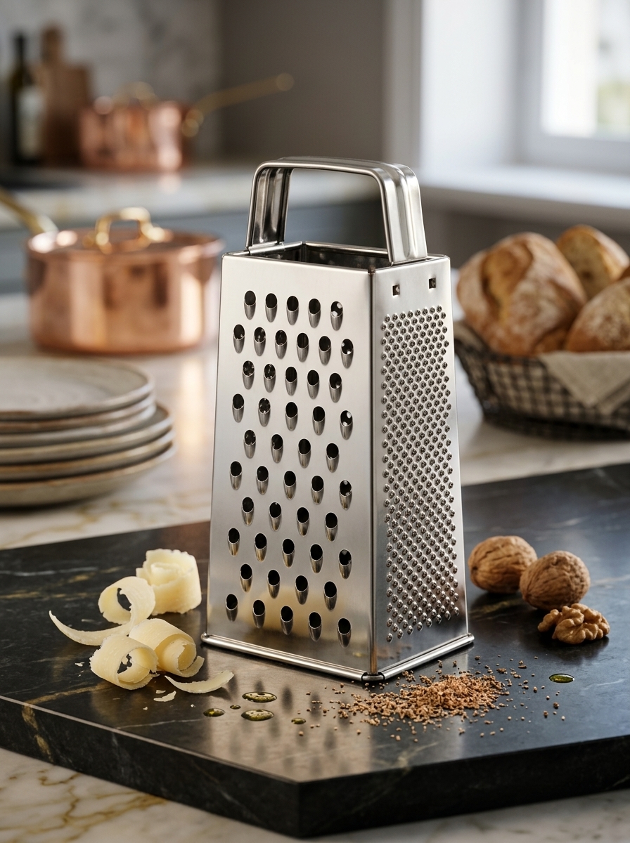 CrovellBio cheese grater in action — fresh ingredients being grated